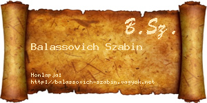 Balassovich Szabin névjegykártya